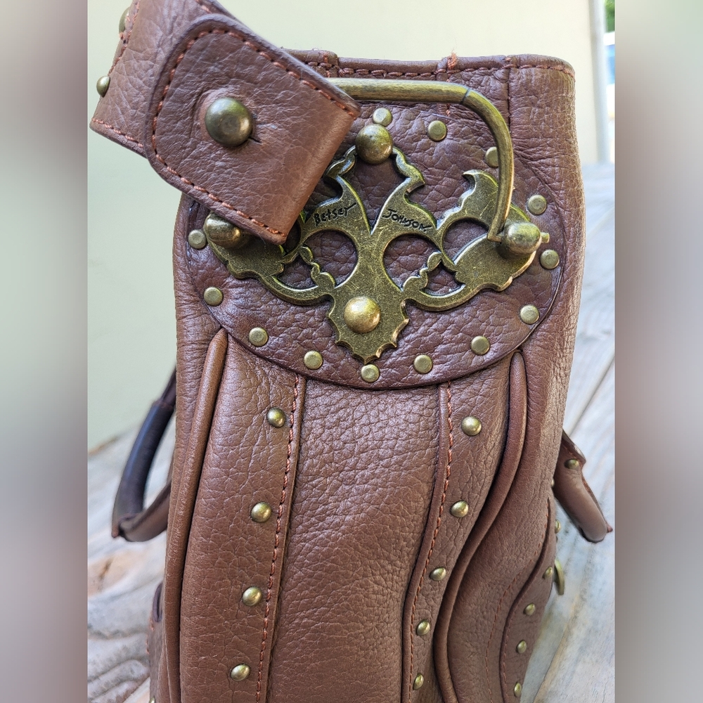 Betsey Johnson Vintage Genuine Leather Studded Handbag - Picture 4 of 8